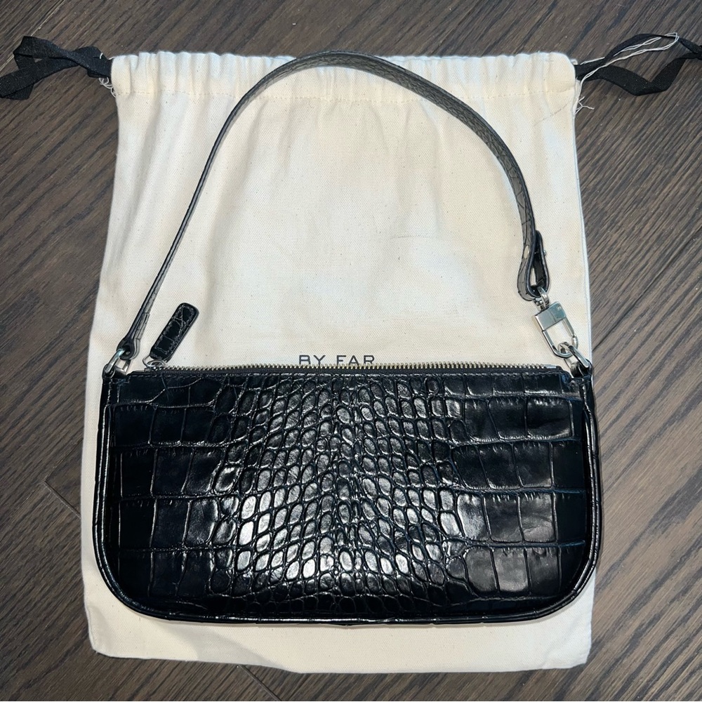 By Far Rachel Croco Embossed Leather Shoulder Bag